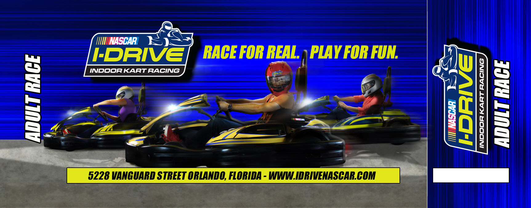 Historical I-Drive NASCAR admission ticket artwork