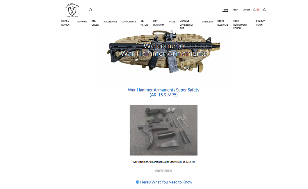 War Hammer Armaments website preview